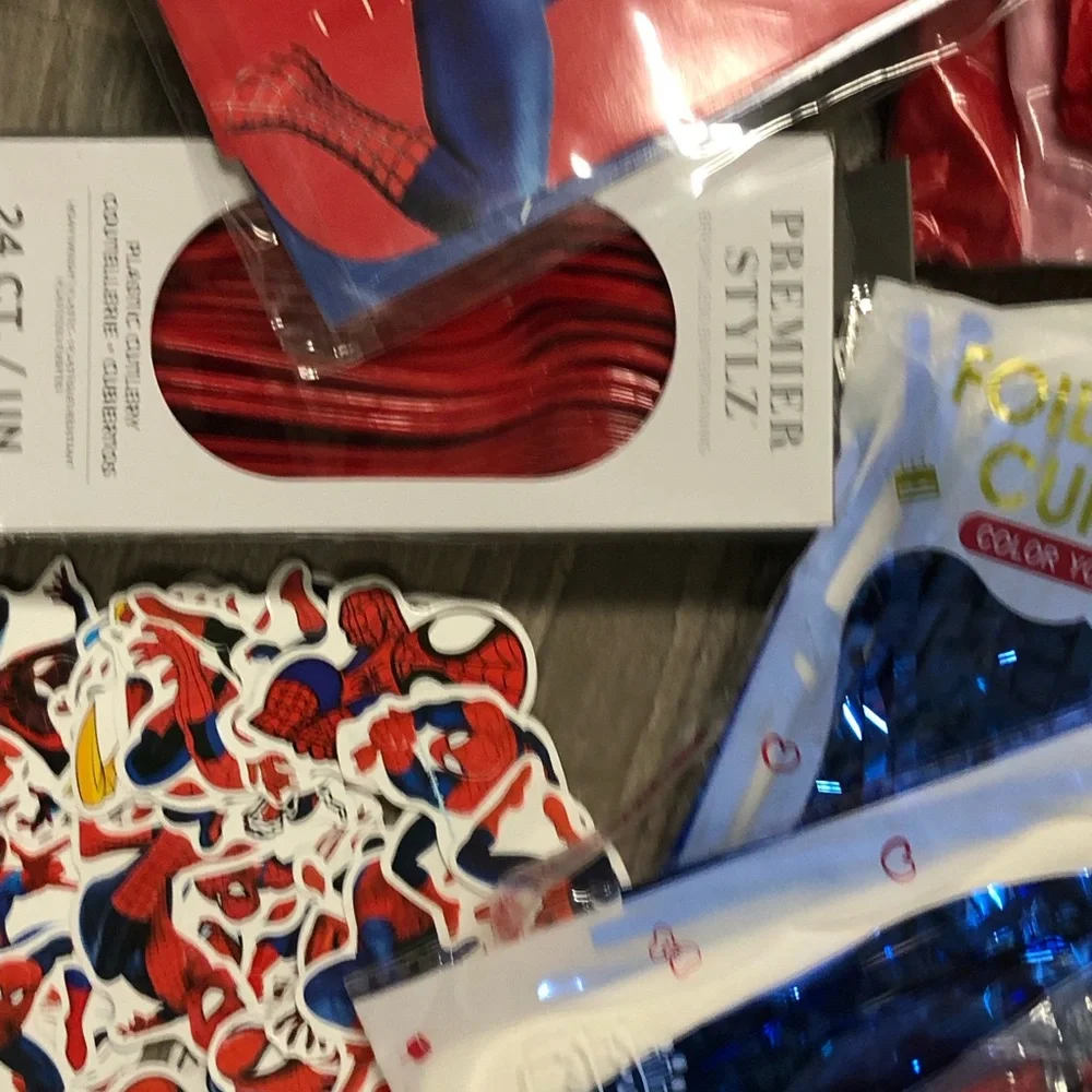 Spiderman Themed Party Supplies Set - Red and Blue